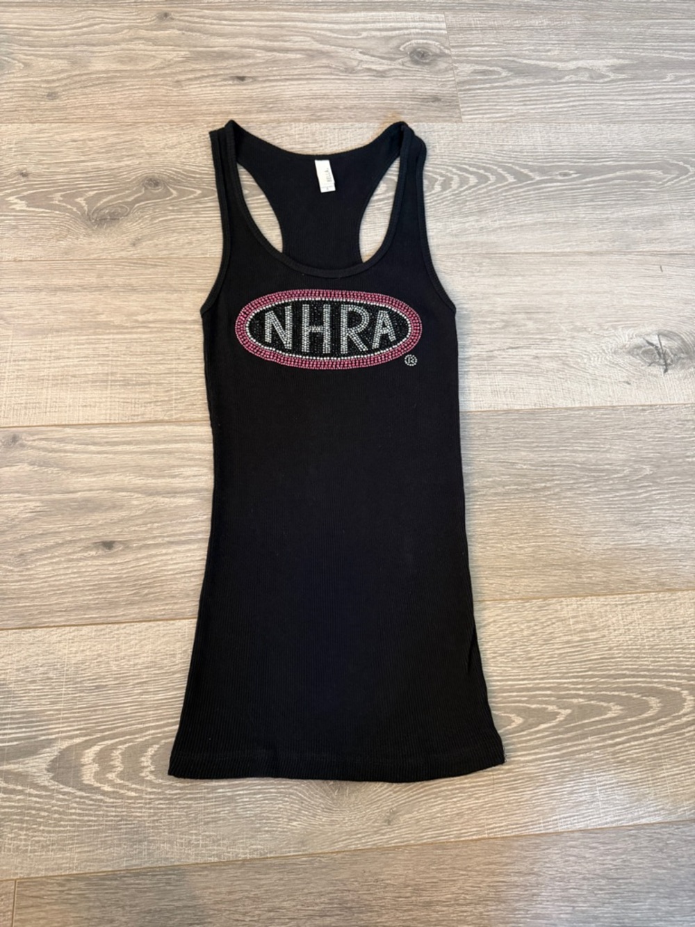 NHRA Rhinestone Logo Racerback Black Tank